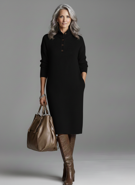 Nechama - Vestido Midi Elegante Con Canalé