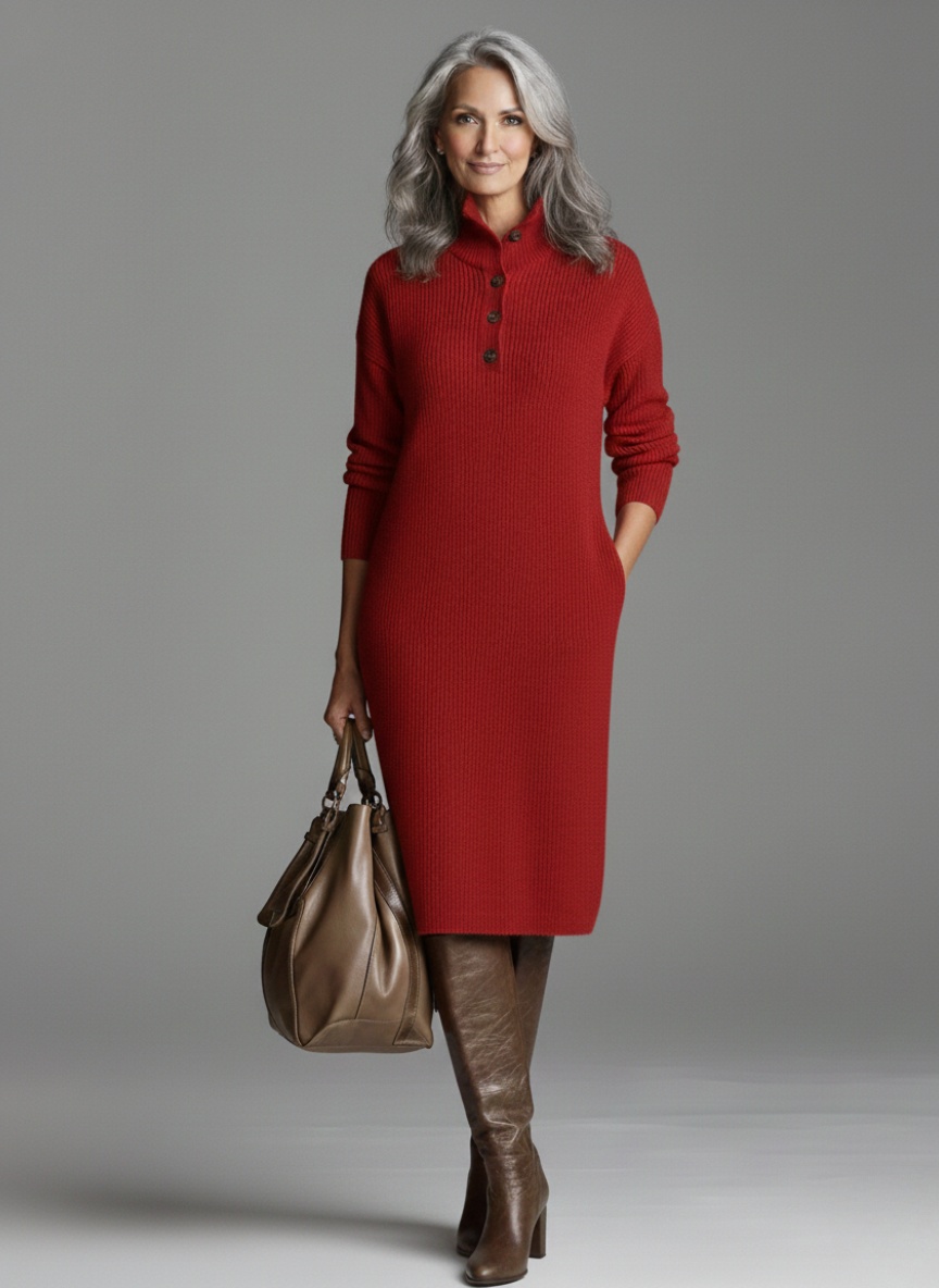 Nechama - Vestido Midi Elegante Con Canalé