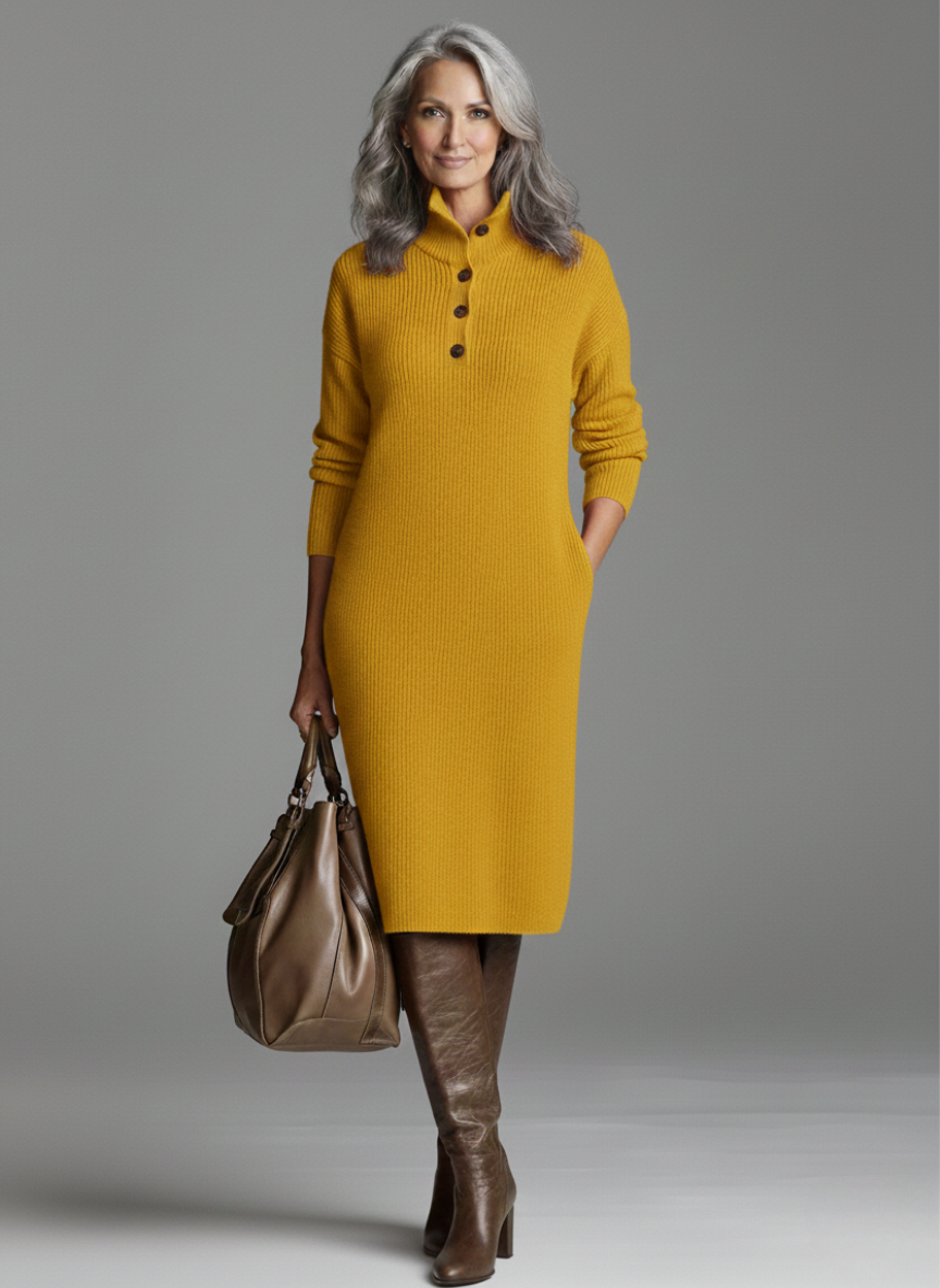 Nechama - Vestido Midi Elegante Con Canalé