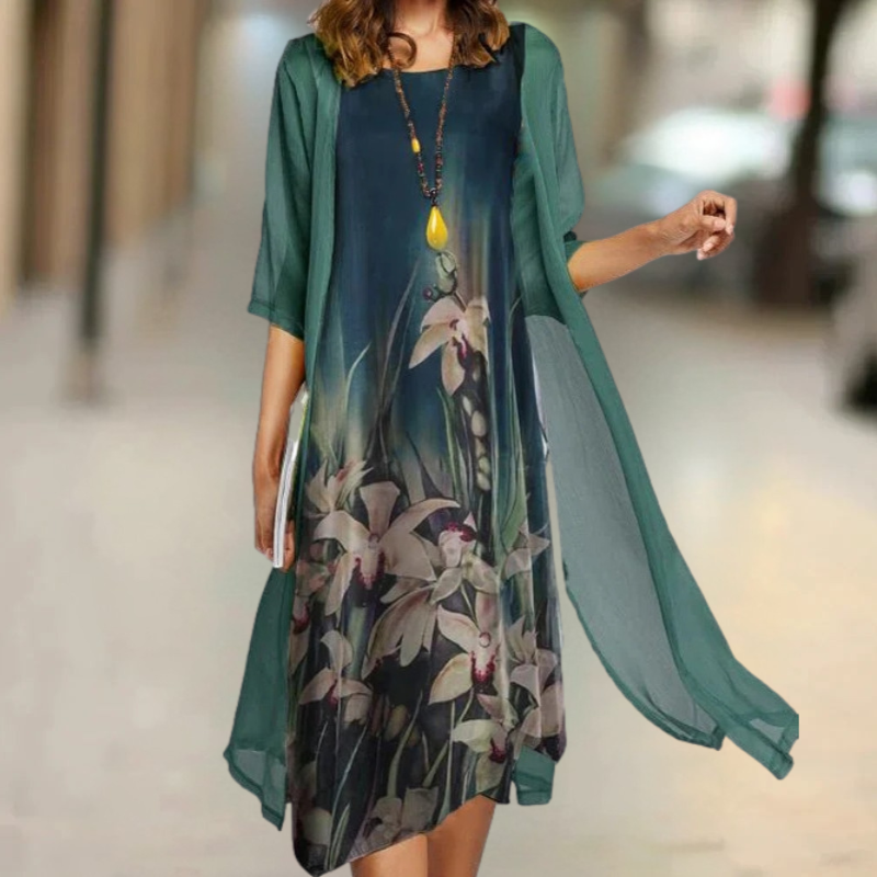 Nasira | Conjunto de Vestido sin Mangas con Estampado Floral
