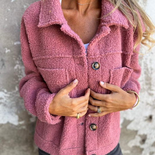 Alwina | Chaqueta de Felpa Con Cuello y Botones