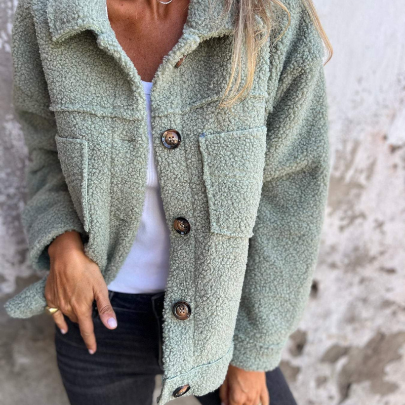 Alwina | Chaqueta de Felpa Con Cuello y Botones