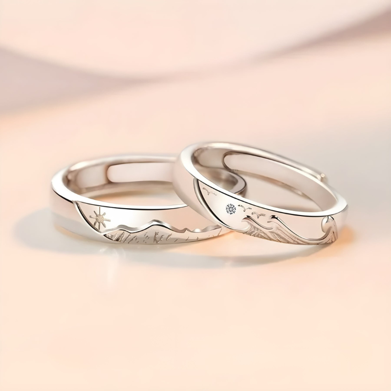 Mollie -  Conjunto de Anillos ajustables con Grabados Inspirados en la Naturaleza