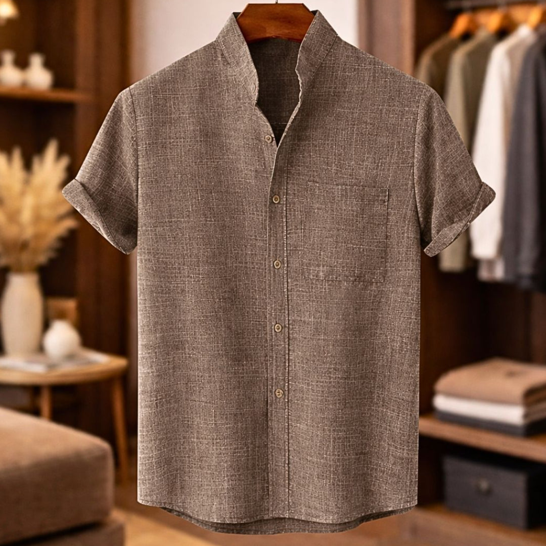 Sinzer | Camisa De Manga Corta Cuello Mao Texturizada