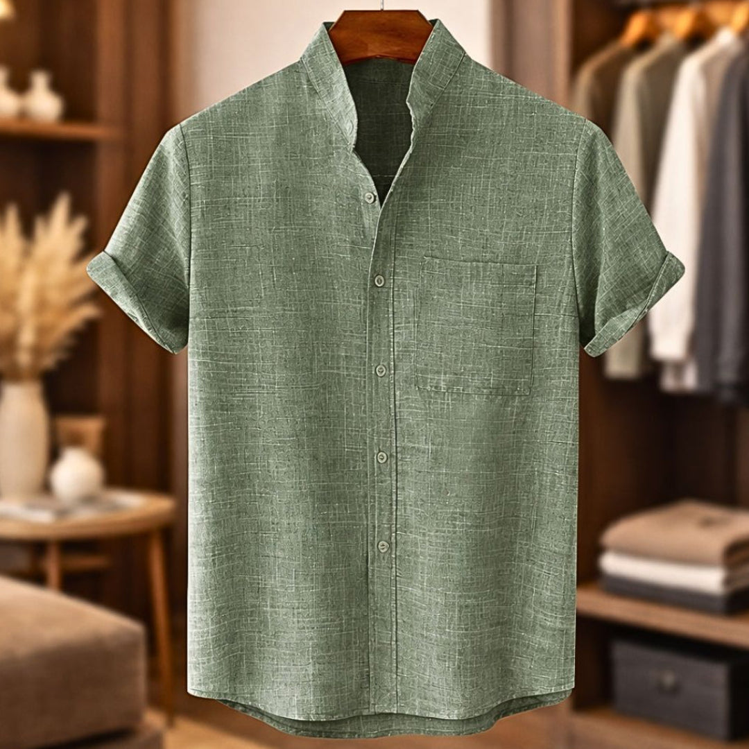 Sinzer | Camisa De Manga Corta Cuello Mao Texturizada