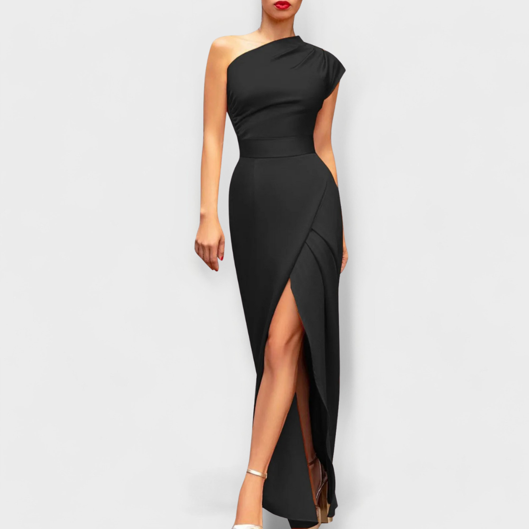 Nesibe | Vestido Largo De Un Solo Hombro Con Abertura Lateral