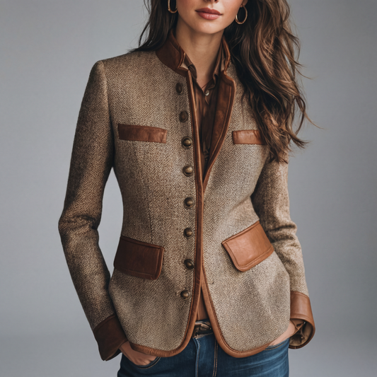 Yvanna | Chaqueta Tweed de Manga Larga con Botones