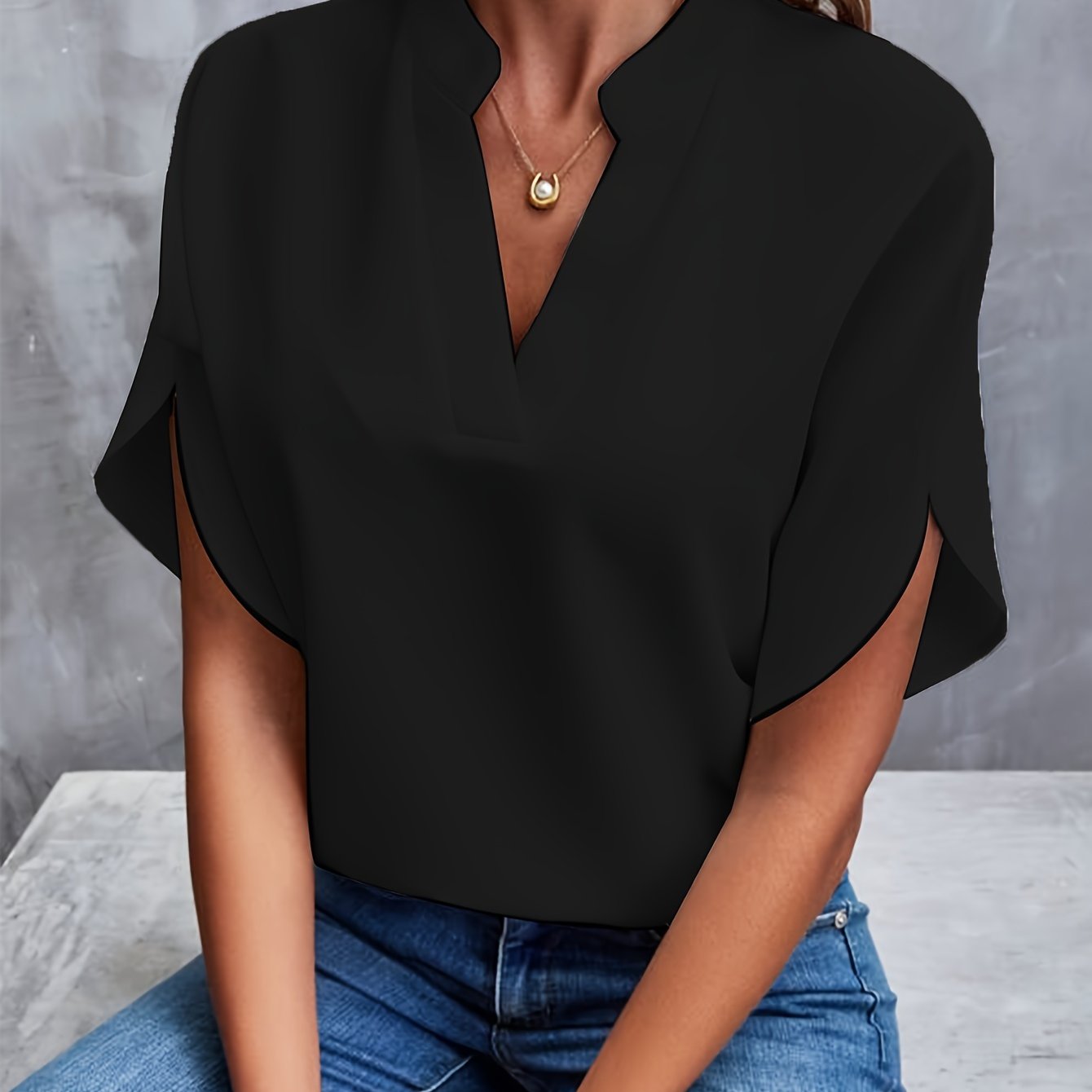 Carros | Blusa De Corte Holgado Con Cuello en V Y Mangas Con Volantes