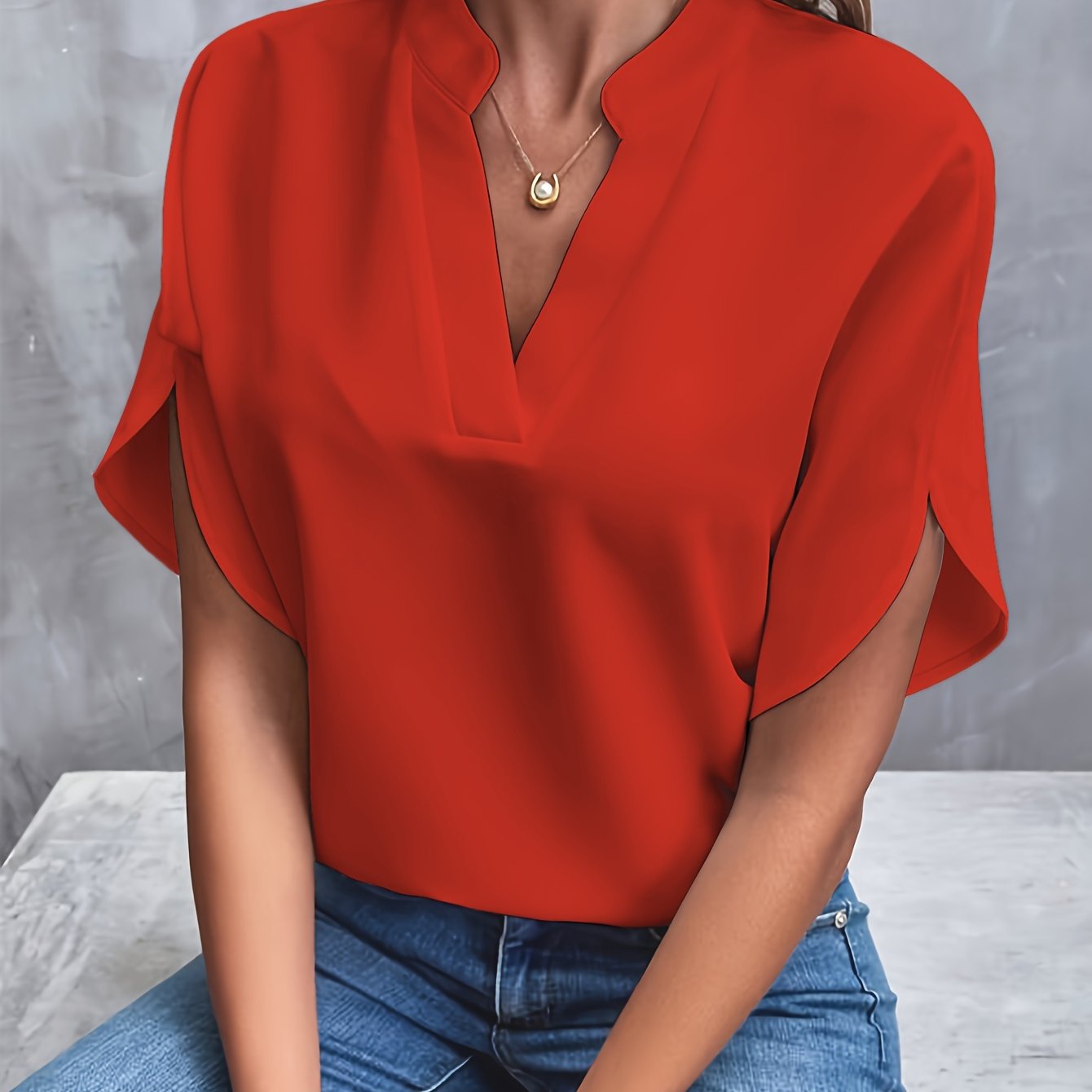 Carros | Blusa De Corte Holgado Con Cuello en V Y Mangas Con Volantes
