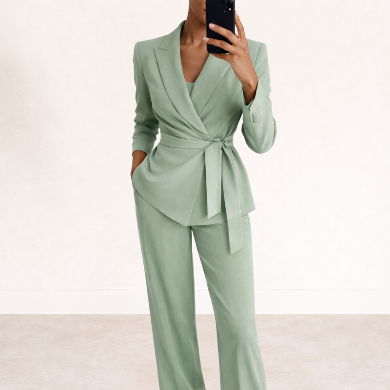 Aliona - Conjunto de Blazer Cruzado y Pantalón