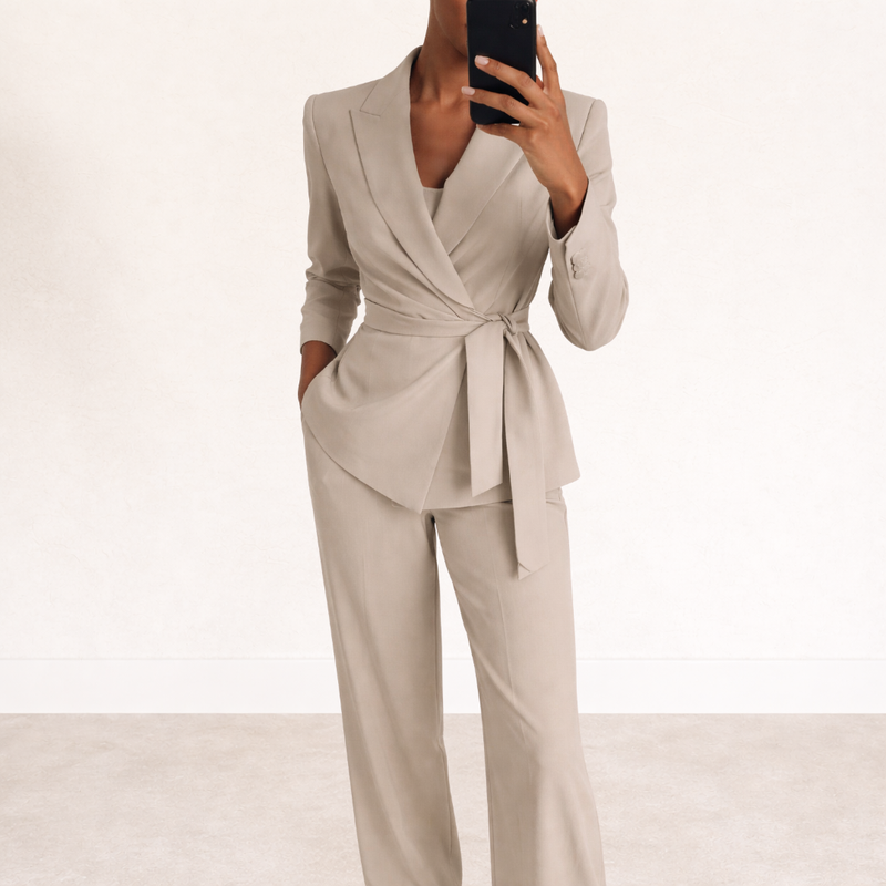 Aliona - Conjunto de Blazer Cruzado y Pantalón