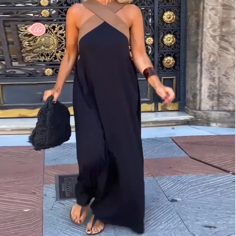 Giana | Vestido Largo con Cuello Halter Cruzado