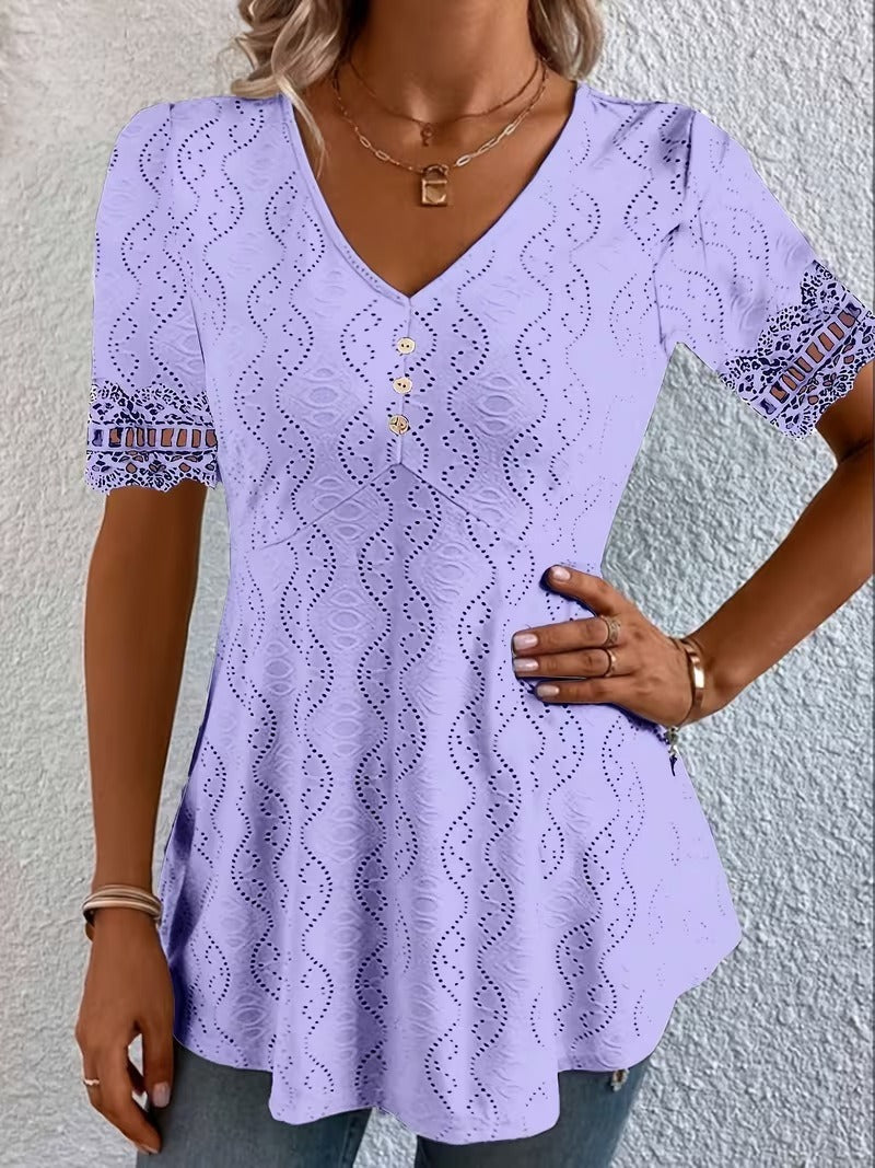 Lolytta | Blusa Con Cuello en V Y Mangas De Encaje