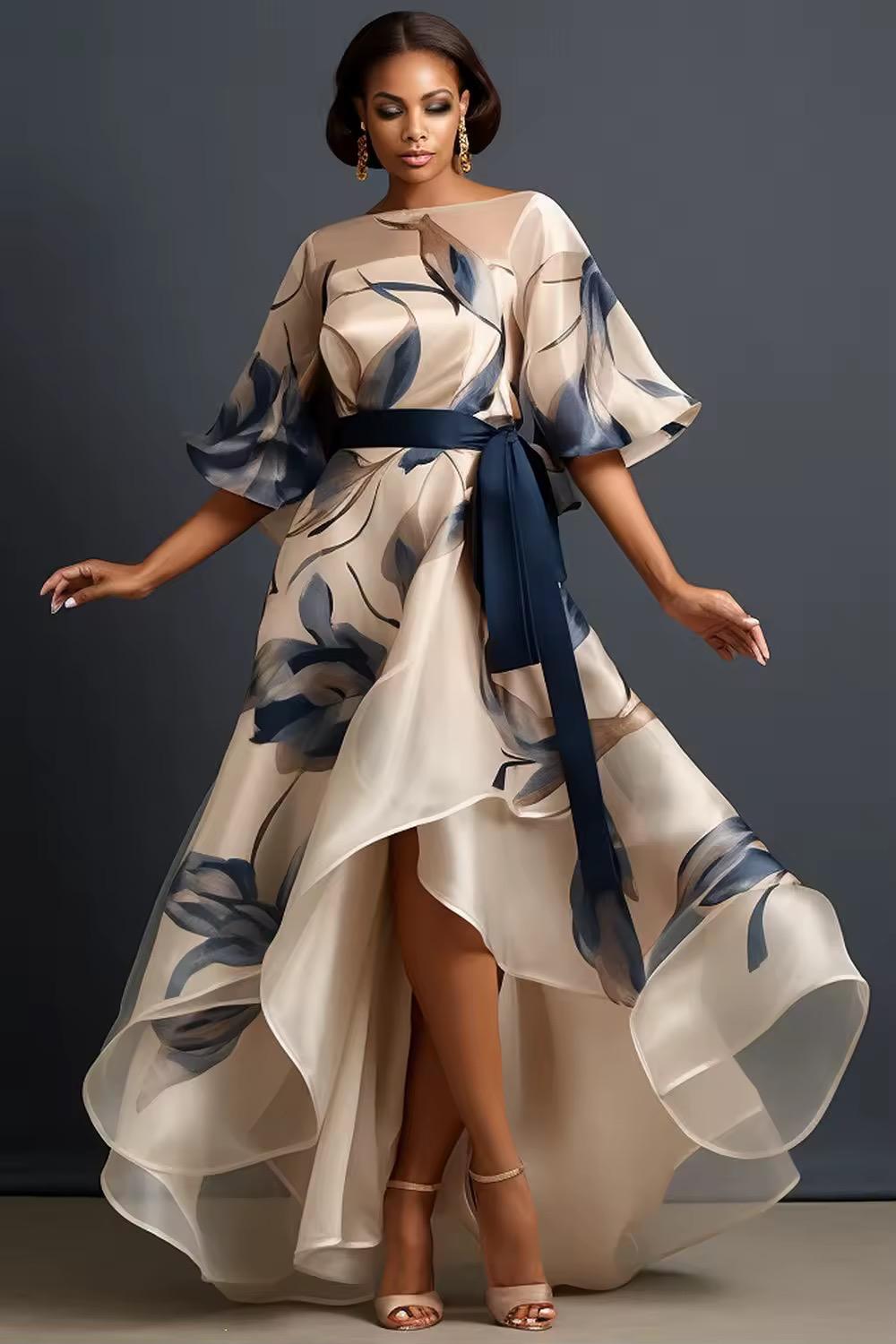 Lunara | Vestido MIDI Asimétrico Con Estampado Floral