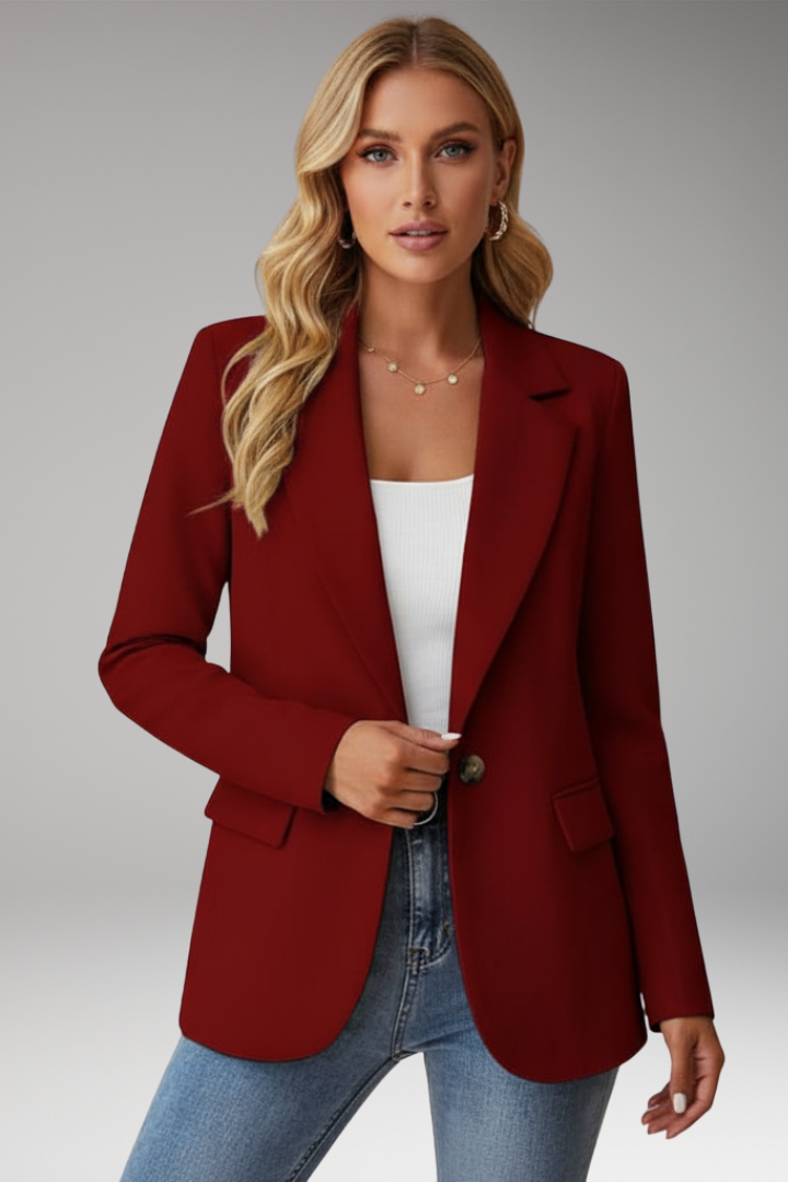 Dahlyica | Blazer Estructurado con Botón y Mangas Largas