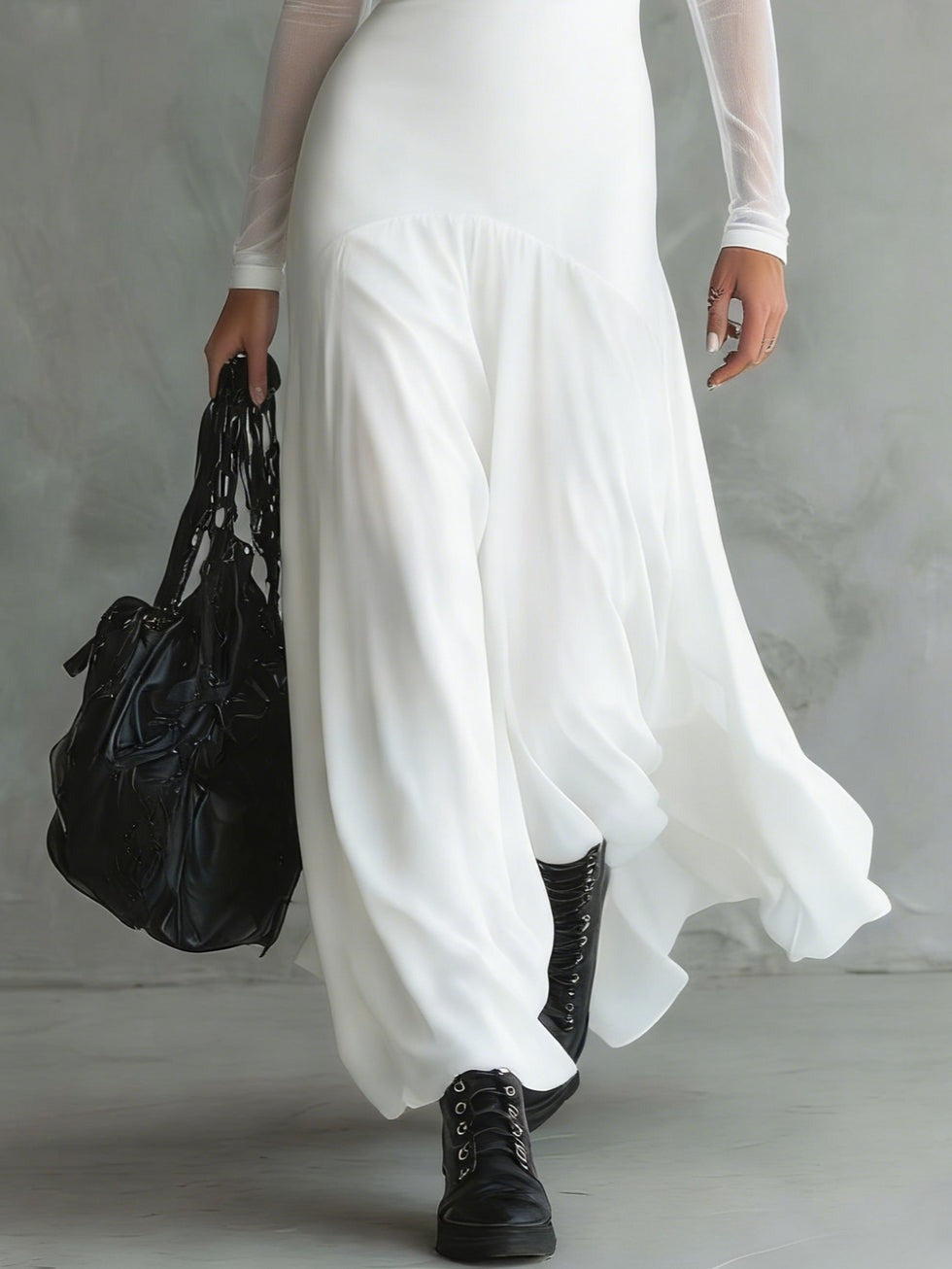 Yovanna | Vestido Largo con Mangas Transparentes