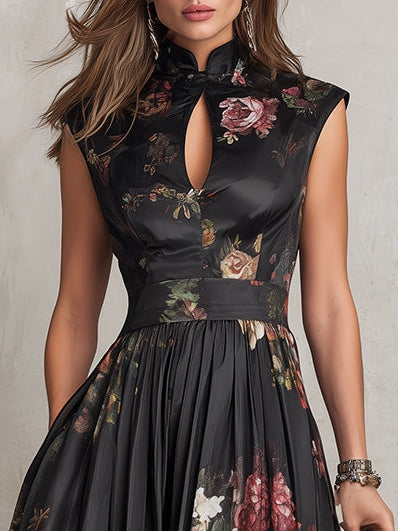 Littia | Vestido Midi Floral Plisado Con Abertura