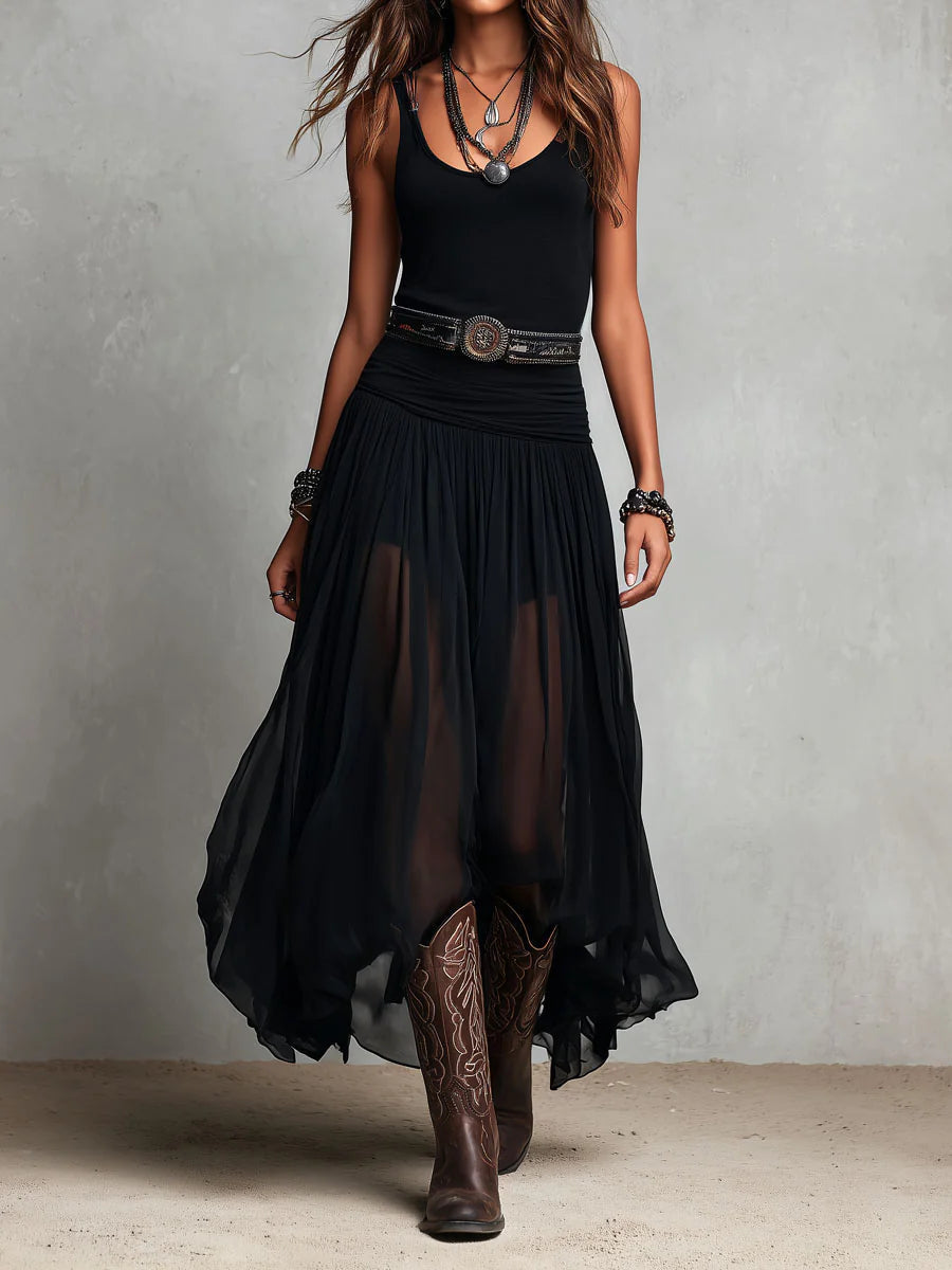 Odetta | Vestido Maxi De Tul Sin Mangas
