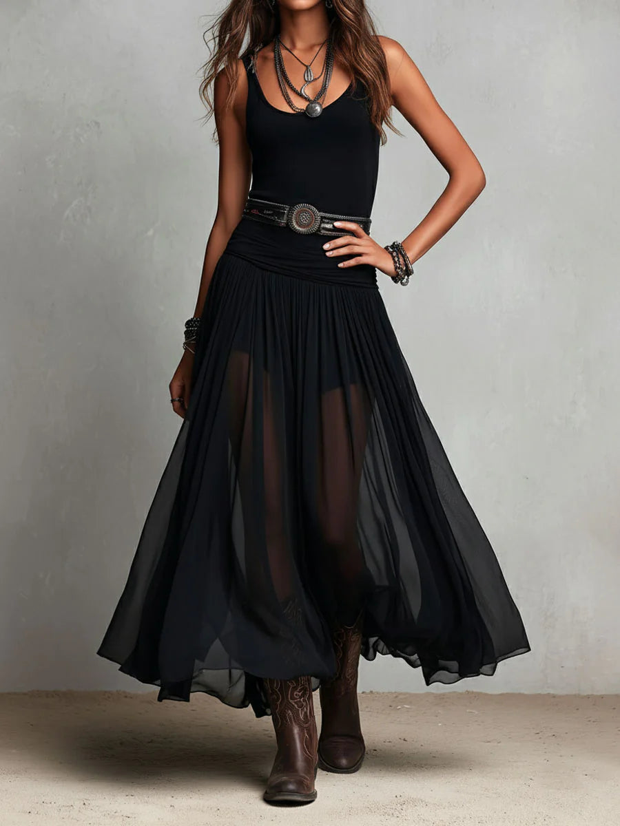 Odetta | Vestido Maxi De Tul Sin Mangas