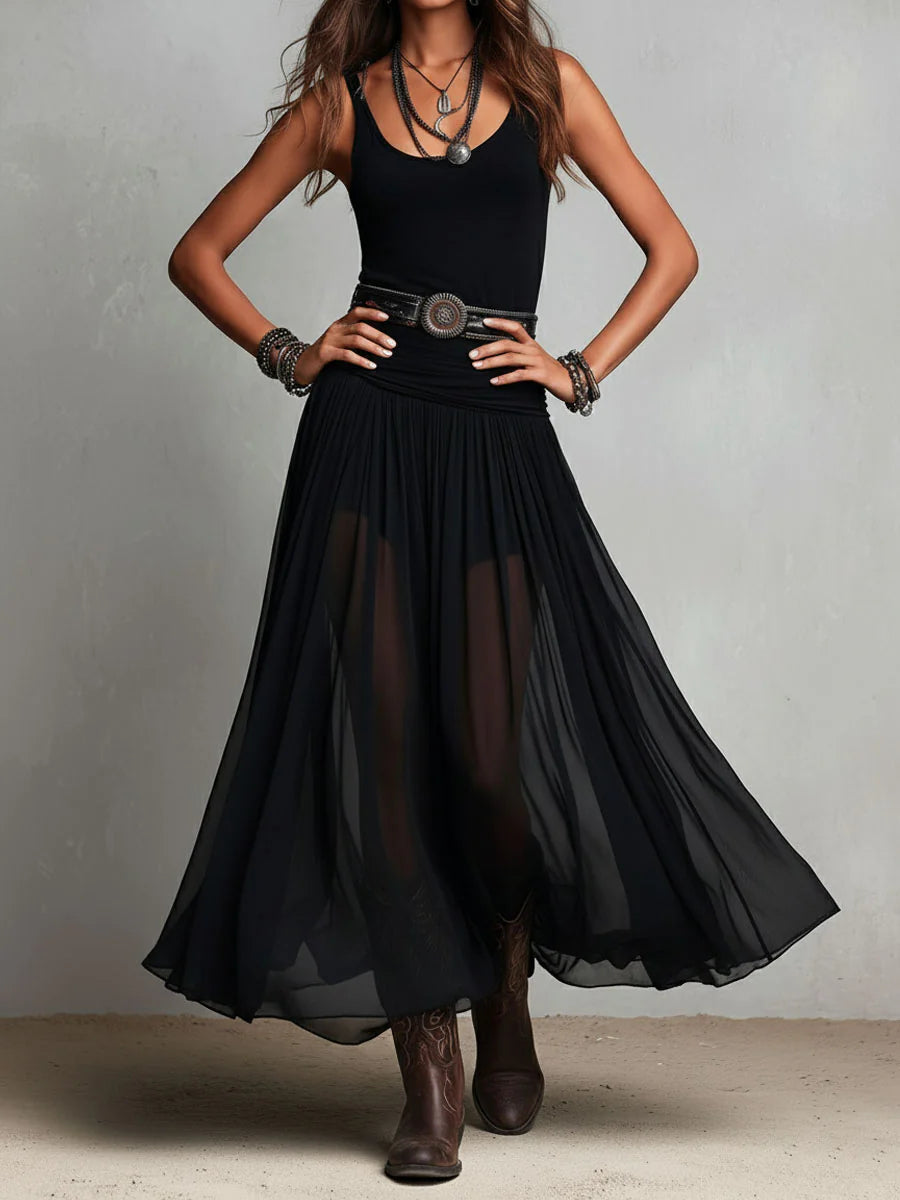 Odetta | Vestido Maxi De Tul Sin Mangas