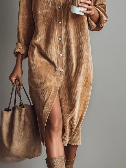 Zilke - Vestido Camisero Con Botones y Bolsillos Delanteros