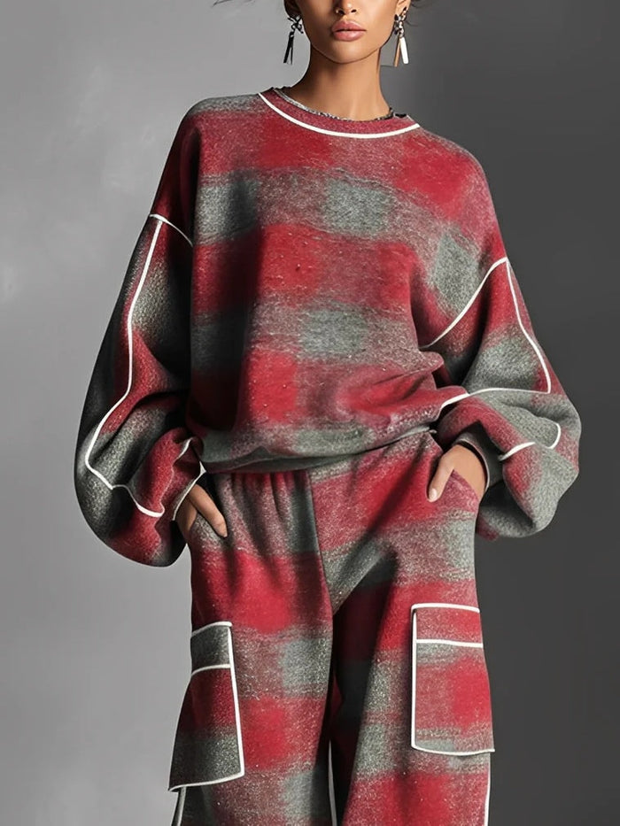 Naevia | Conjunto De Ropa De Estar Por Casa a Cuadros De Corte Oversize Con Bolsillos
