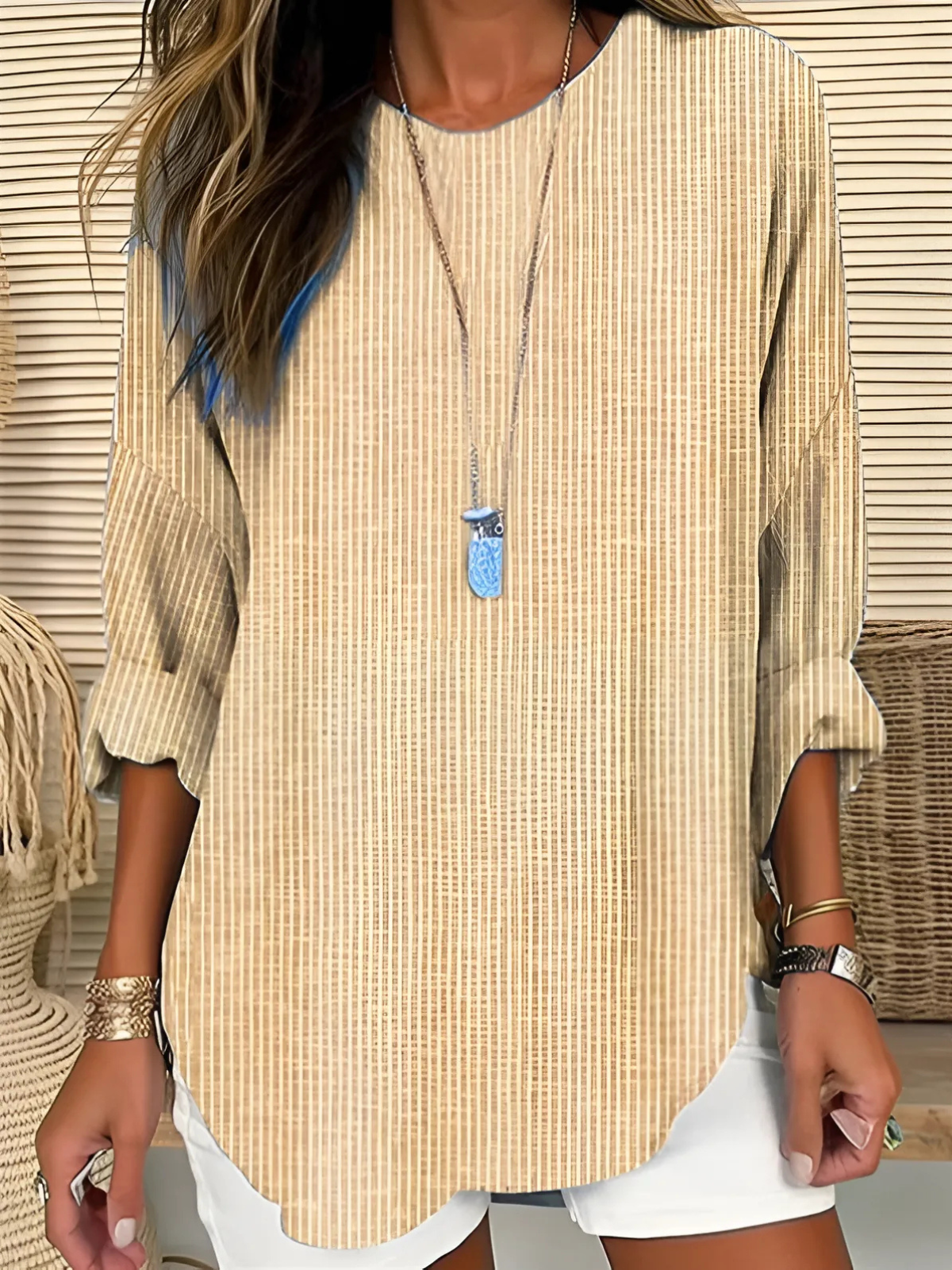 Avril | Blusa Túnica Con Mangas Tres Cuartos a Rayas