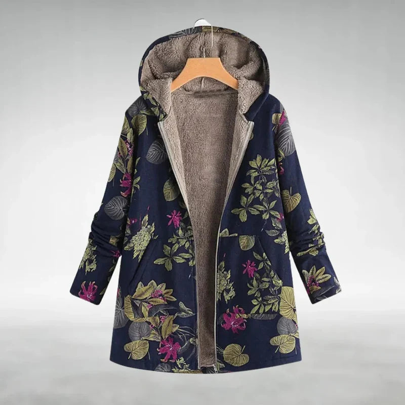 Panida | Chaqueta Floral Con Capucha y Forro Afelpado