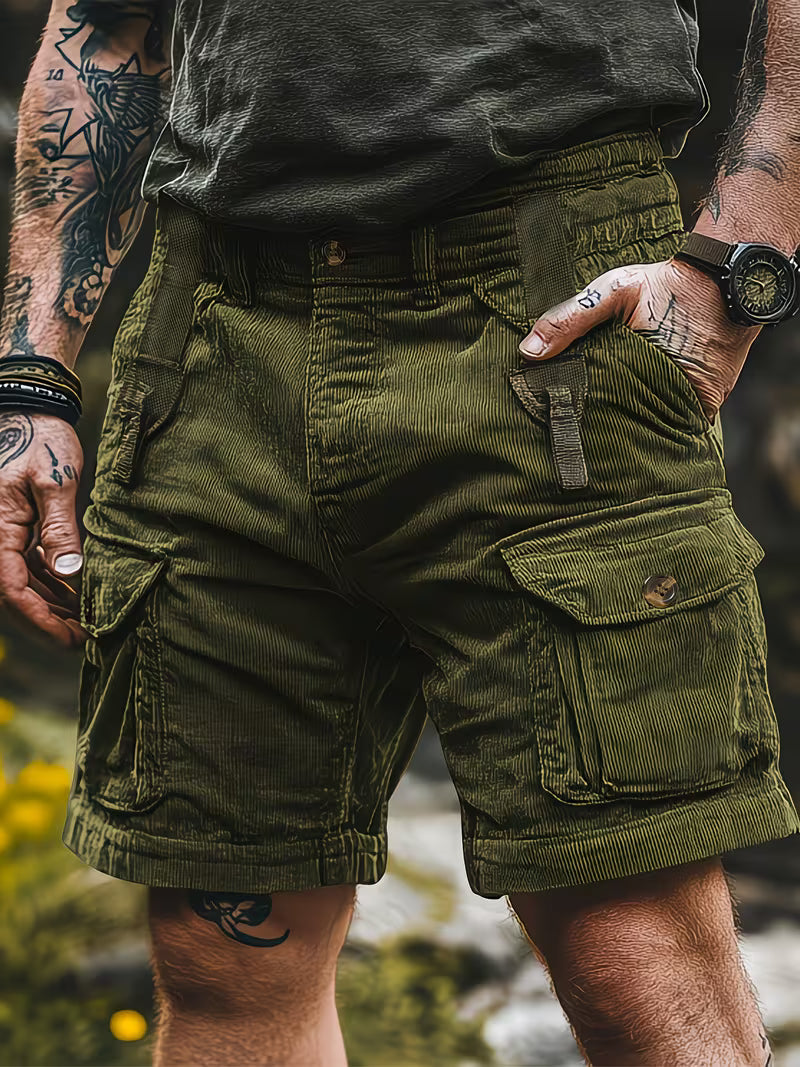 Jorit - Pantalones Cortos Carga De Pana Con Tejido