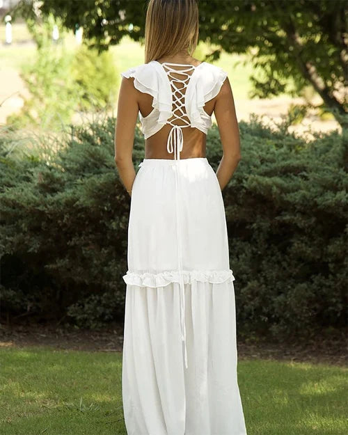Versailles | Vestido Maxi con Volantes y Aberturas