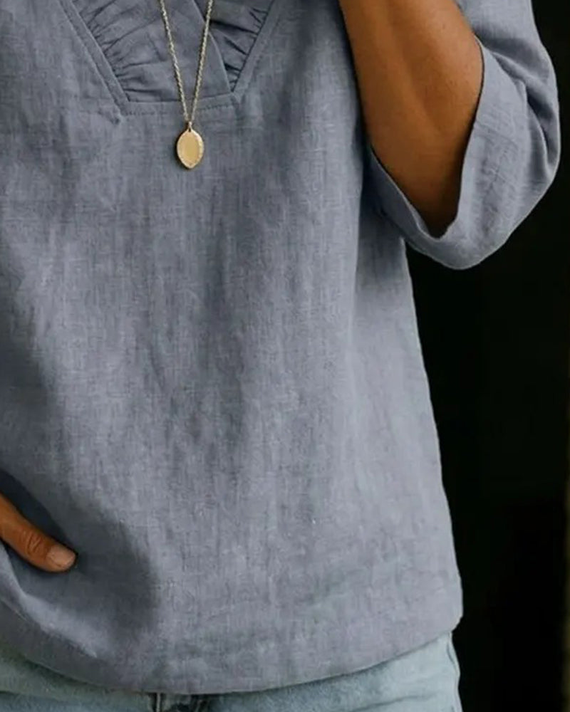 Elianne | Blusa holgada de mujer con cuello en V y volantes