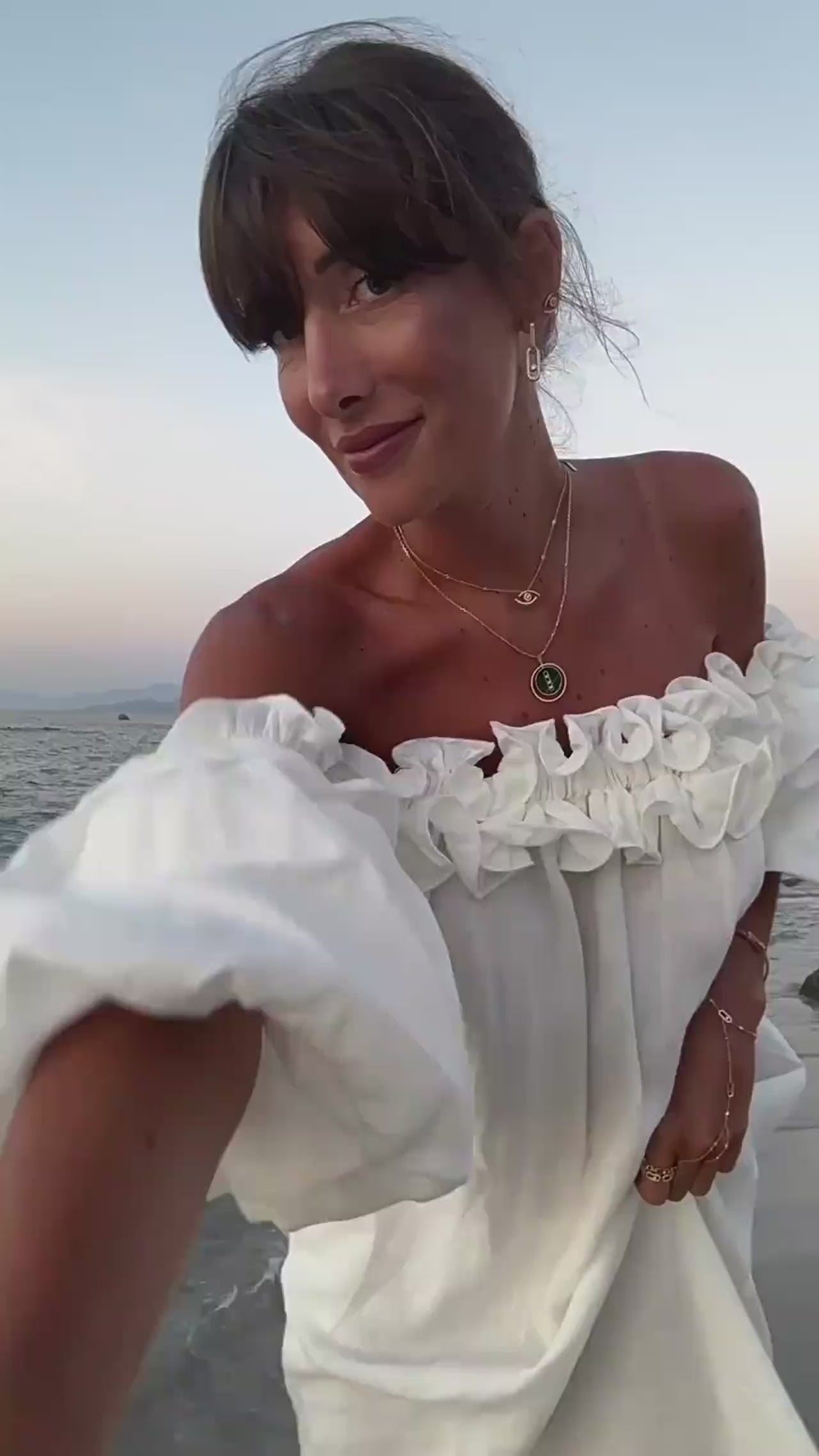 Francisca | Vestido Largo de Verano Con Volantes y Hombros al Aire