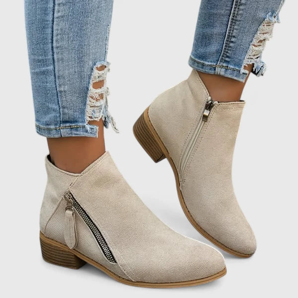 Michelle | Botines con Cremalleras y Tacón Bajo