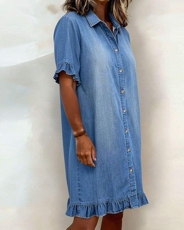 Ndapewa | Vestido Camisero Con Botones Y Volantes