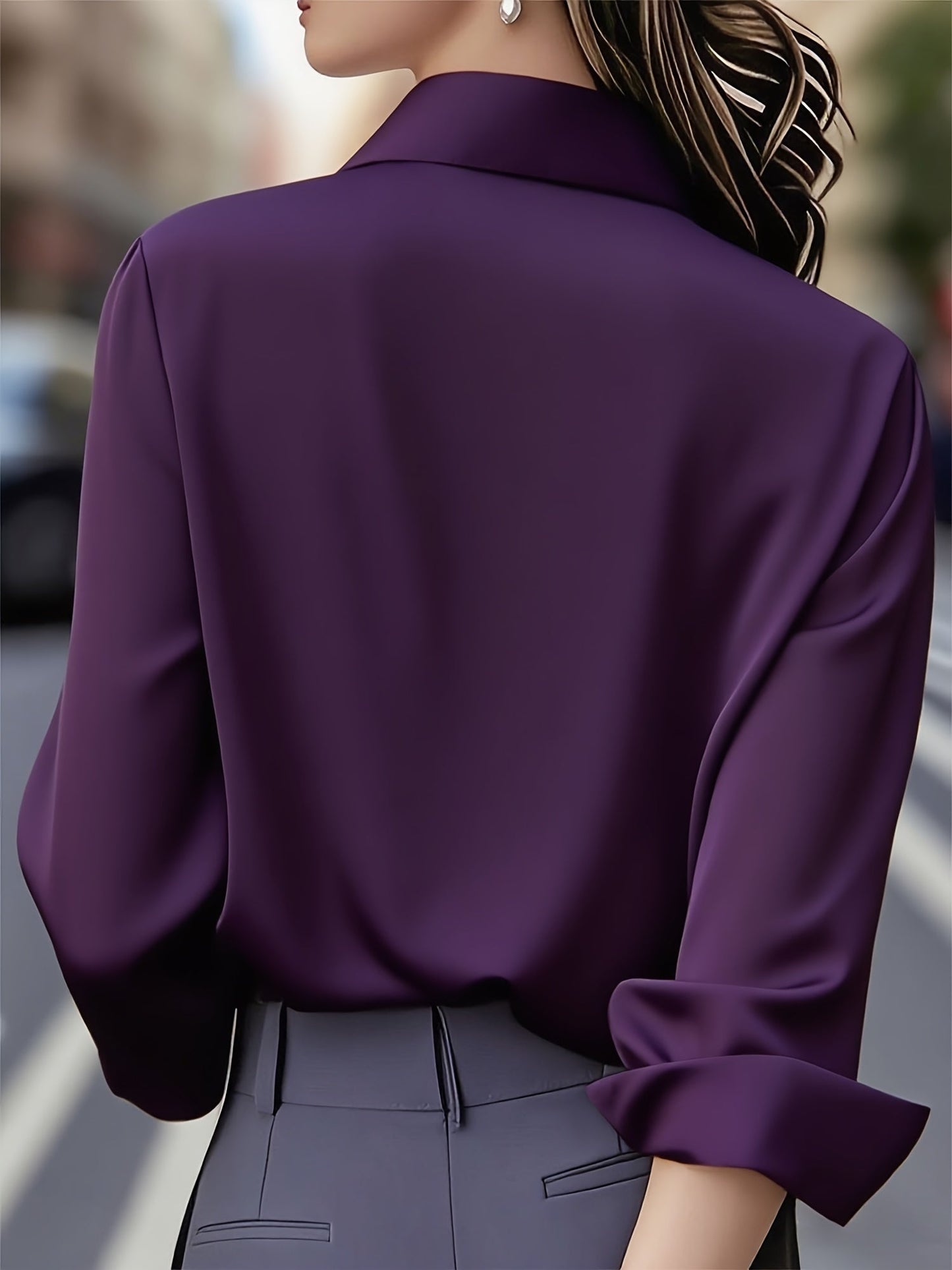 Elenochka - Blusa de Manga Larga Con Botones en la Parte Delantera