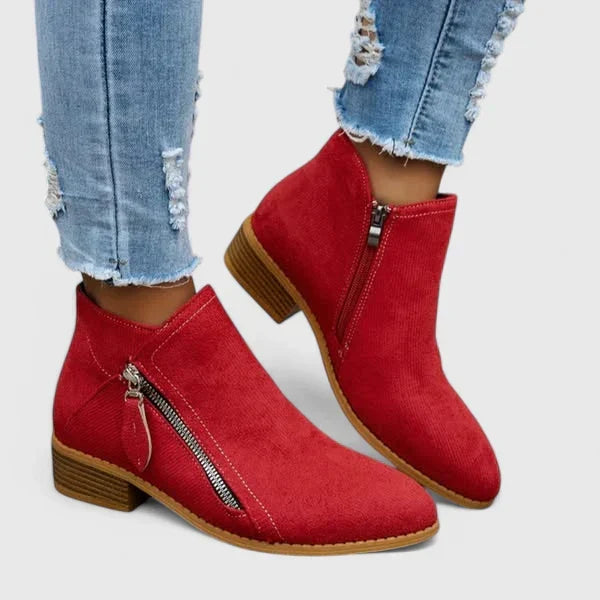Michelle | Botines con Cremalleras y Tacón Bajo