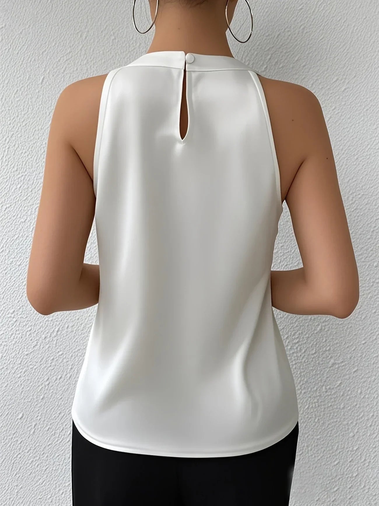 Cerys - Blusa Sin Mangas con Pliegues en la Parte Delantera y Cuello Halter