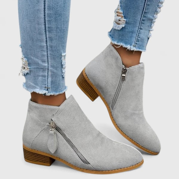 Michelle | Botines con Cremalleras y Tacón Bajo