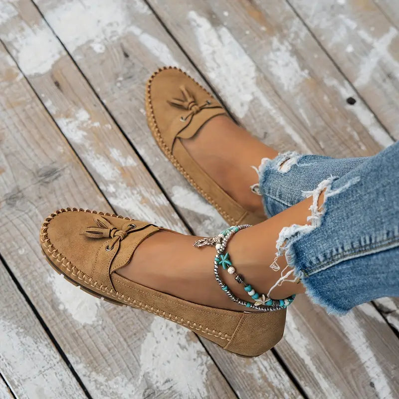 Tânia | Mocasines Sin Cordones Con Borlas Para Mujer