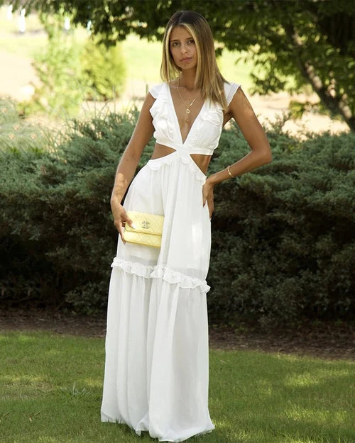 Versailles | Vestido Maxi con Volantes y Aberturas
