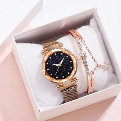 Enola | Conjunto De Reloj Con Esfera Brillante Y Correa De Malla