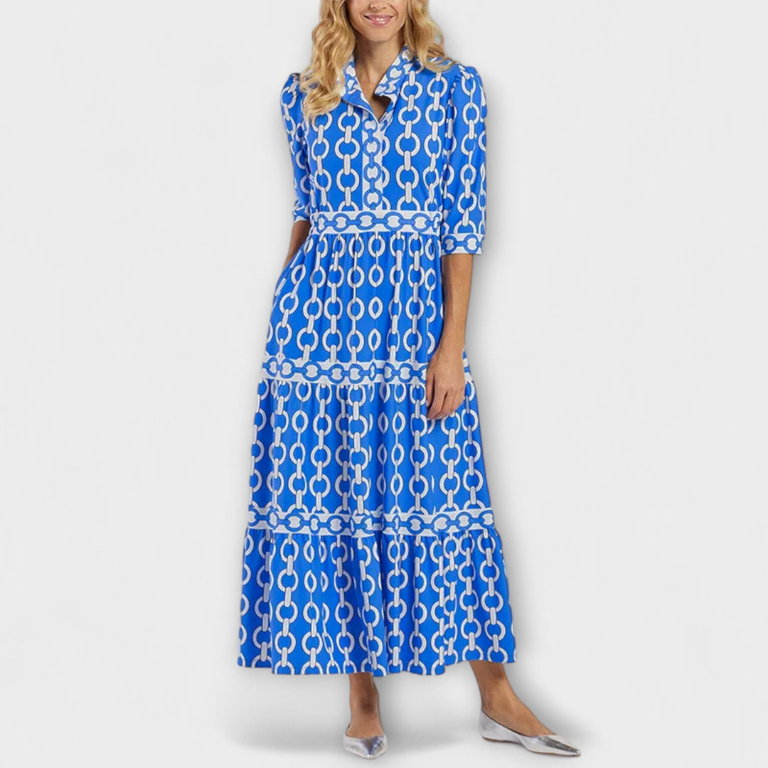 Stavroula | Vestido Midi Con Estampado de Cadenas