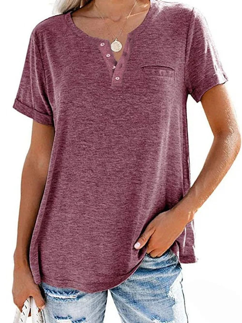 Cettina | Camiseta Henley Manga Corta Bolsillo