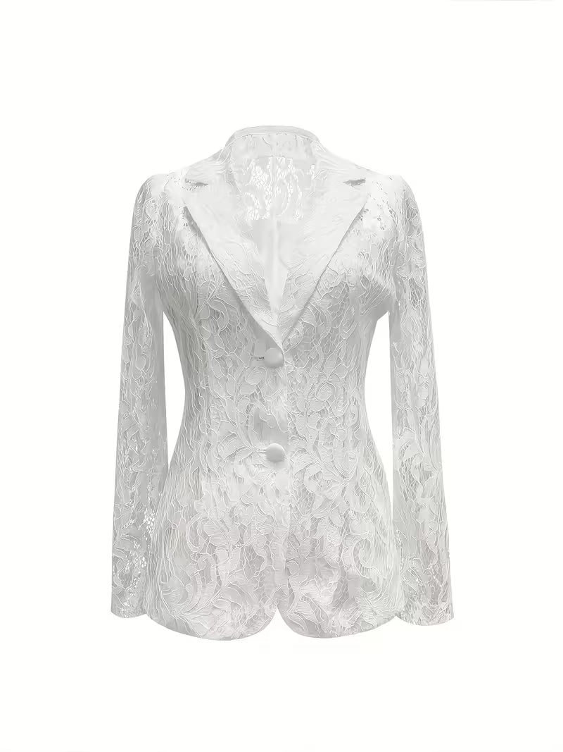 Kyliza | Chaqueta Blazer Entallada De Manga Larga Con Encaje