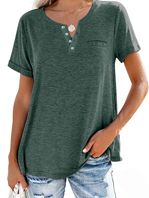 Cettina | Camiseta Henley Manga Corta Bolsillo