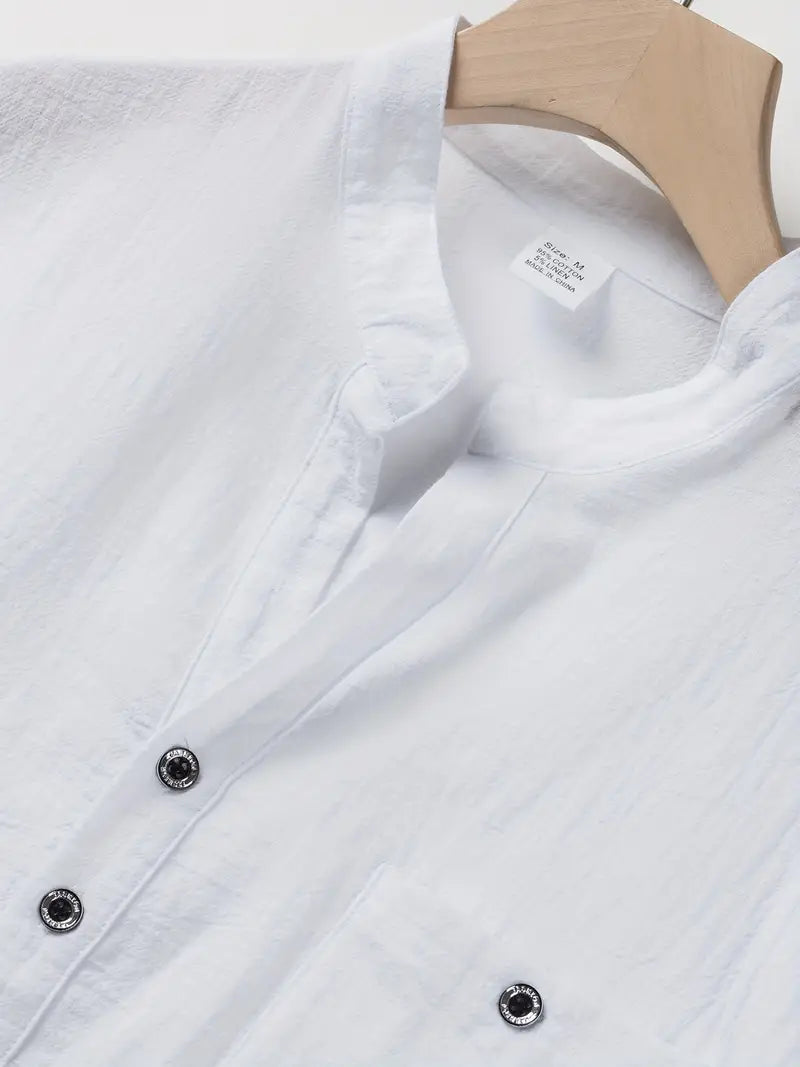 Vaughn - Camiseta Henley de Manga Corta