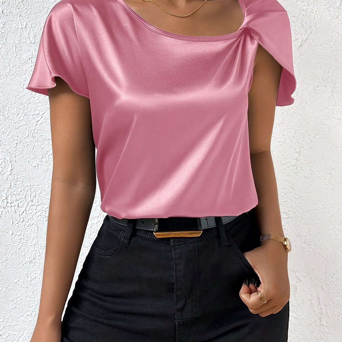 Loretta | Blusa Con Efecto Satén Y Mangas Con Volantes