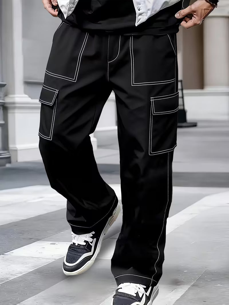 Demetri | Pantalones Cargo con Costura Contrastante