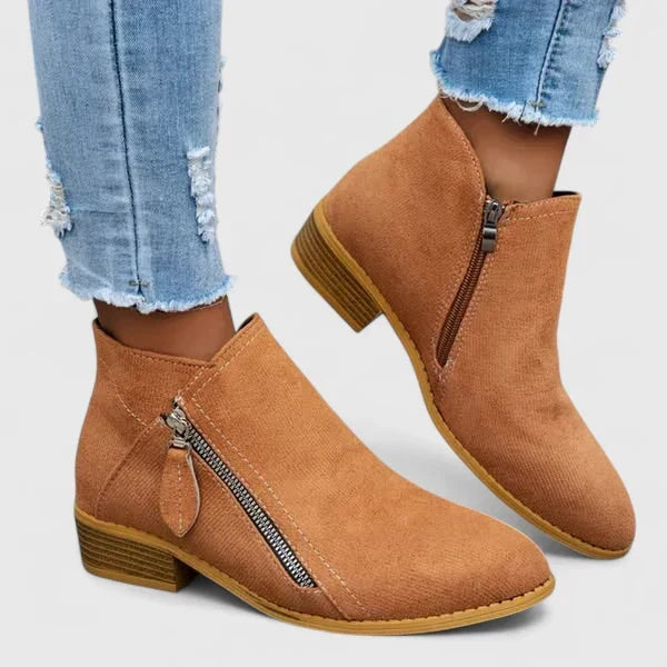 Michelle | Botines con Cremalleras y Tacón Bajo
