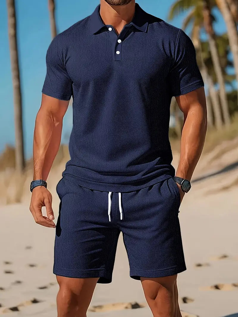 Kelvin | Conjunto De Polo Y Pantalones Cortos Con Textura